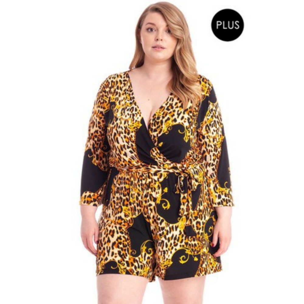 🏖 Plus Size Leopard Print Romper